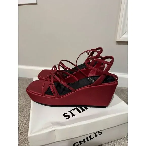 Vintage Chili’s Women's Peep Toe Platform Wedge Sandals - Size 8 - New in Box - Picture 3 of 10
